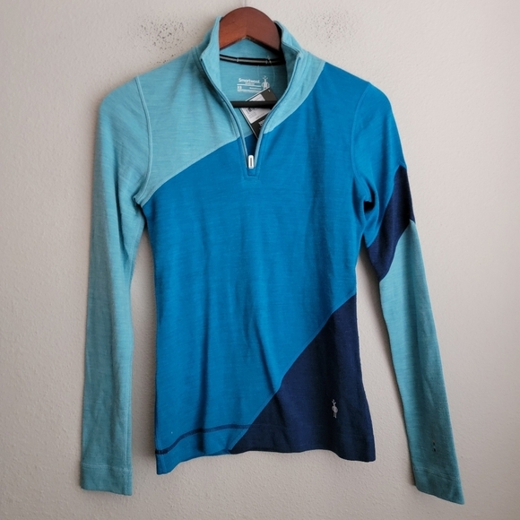 Smartwool Merino 250 Baselayer Colorblock 1/4 Zip size XS NWT - Picture 1 of 7